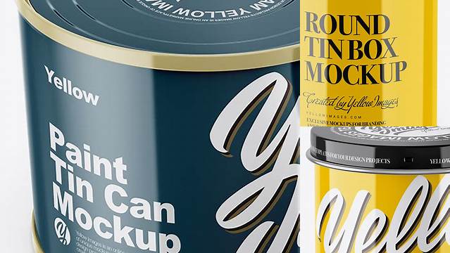 1000+ Glossy Tin Can PSD Mockup Front View High-Angle Shot Exclusive Free Creative Resource