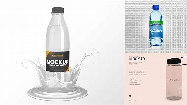 1001+ Matte Wide-Mouth Water Bottle PSD Mockup Exclusive Free Creative Mockup File