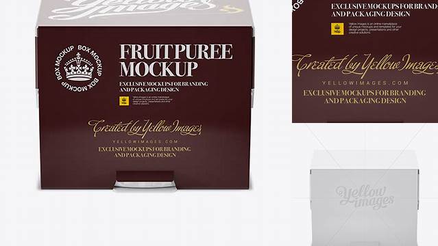 1002+ Fruit Puree Box PSD Mockup Front View High-Angle Shot Fully Layered PSD Freebie