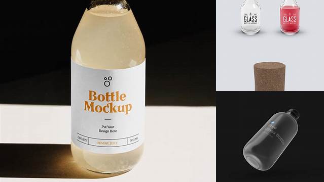 1005+ Glass Bottle PSD Mockup Front View Exclusive Layered PSD Mockup