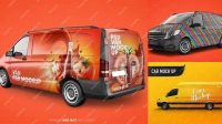 1005+ Panel Van PSD Mockup Back View Editable Graphic Free PSD