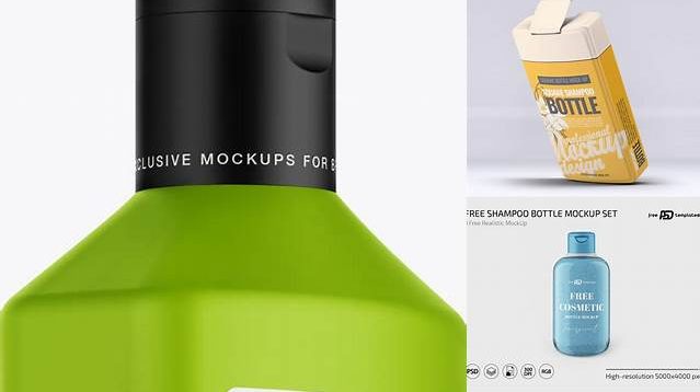 1007+ Matte Square Shampoo Bottle PSD Mockup Creative Free PSD Graphic Design