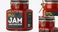 1009+ 100ml Glass Red Jam Jar with Clamp Lid PSD Mockup Elegant Photoshop Mockup