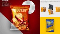 1011+ Square Metallic Snack Package PSD Mockup Back View Editable Photoshop Free Mockup