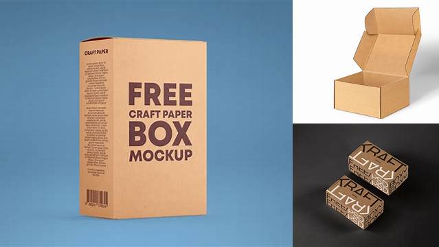 1014+ Matte Kraft Box PSD Mockup High-Angle Shot Photoshop Resource Free