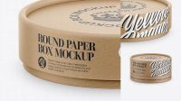 1015+ Kraft Round Paper Box PSD Mockup Front View High-Angle Shot Stylish Free PSD