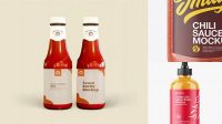 1017+ Clear Plastic Bottle With Chili Sauce PSD Mockup Exclusive PSD Design Freebie