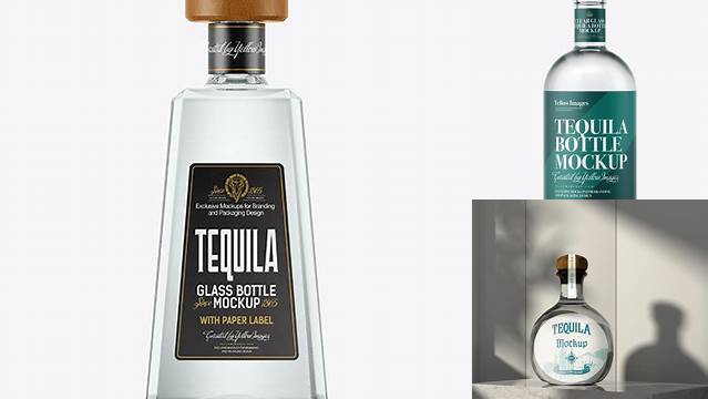 1017+ Silver Tequila Bottle PSD Mockup Versatile Mockup for Designers