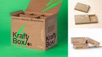 1017+ Three Kraft Paper Boxes PSD Mockup Professional PSD Mockup