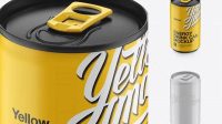 1018+ 150ml Aluminium Can With Matte Finish PSD Mockup High-Angle Shot Elegant PSD Mockup