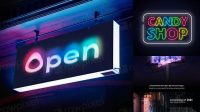 1023+ Neon Sign Mockup Creative Design File