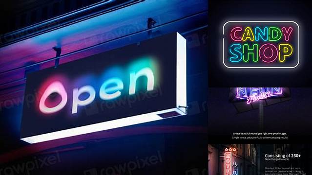 1023+ Neon Sign Mockup Creative Design File