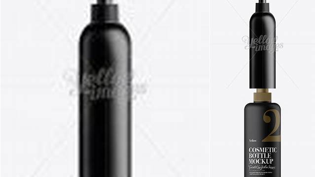 1026+ Black Plastic Cosmetic Bottle with Batcher 250 ml Exclusive Editable PSD File