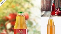 1026+ Clear Glass Red Apple Juice PSD Mockup Creative Free Photoshop Template