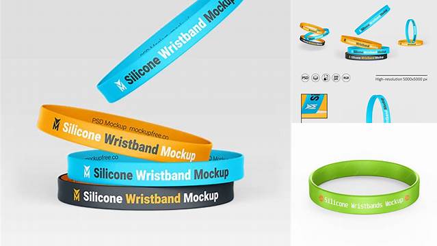 1026+ Silicone Wristband PSD Mockup Advanced Photoshop Template