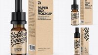 1027+ Amber Dropper Bottle with Kraft Paper Box PSD Mockup For Free Download