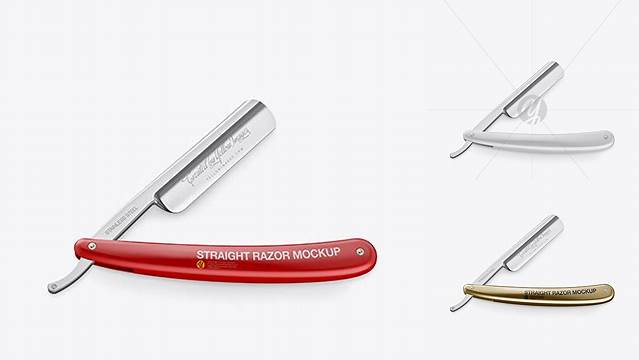 1028+ Straight Razor With Matte Handle PSD Mockup Editable Graphic Free PSD