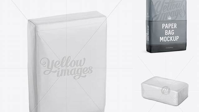 1031+ Glossy Paper Bag PSD Mockup Halfside View High-Angle Shot Fully Layered PSD Freebie