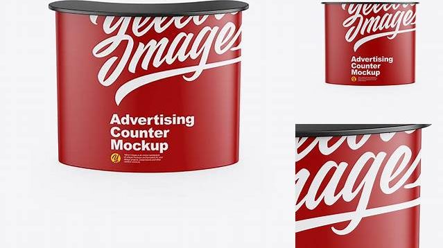 1033+ Matte Advertising Counter PSD Mockup Front View Layered Photoshop Template