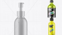 1036+ Metallic Cosmetic Bottle With Pump PSD Mockup Half Side View Free Graphic Design Resource