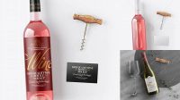 1038+ Pink Wine Bottle with Corkscrew and Card PSD Mockup Download Premium PSD Resource