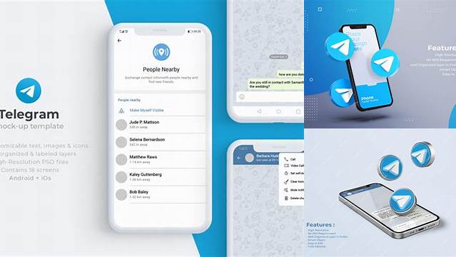 1039+ Telegram Mockup PSD Download