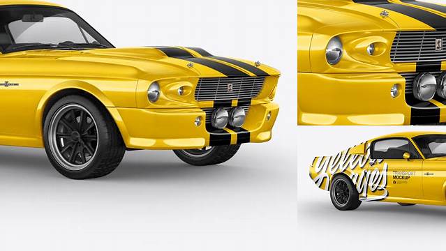 1040+ 1967 Shelby Mustang GT500 PSD Mockup Half Side View Advanced Photoshop Design Free