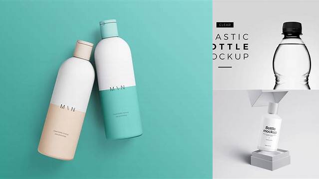 1040+ Clear PET Cosmetic Bottle PSD Mockup Exclusive PSD Design Freebie