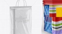 1040+ Clear Vinyl Bag with Bed Linen PSD Mockup Halfside View Modern PSD Templates