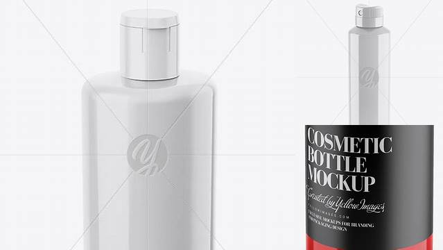 1040+ Glossy Plastic Bottle Half Side View High-Angle Shot PSD for Creative Projects