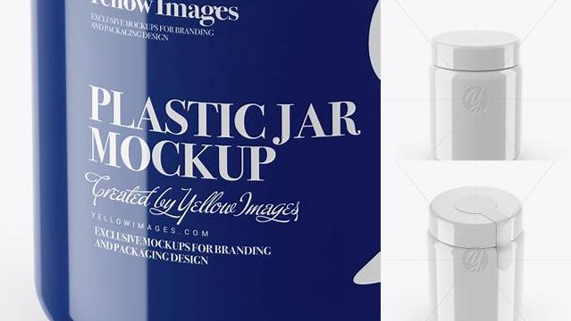 1041+ 250ml Glossy Plastic Jar PSD Mockup High-Angle Shot Editable Photoshop File