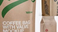 1042+ Kraft Coffee Bag with Valve PSD Mockup Half Side View High-Resolution Editable PSD