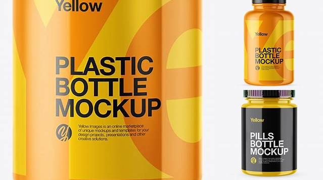 1043+ Glossy Pills Bottle With Shrink Sleeve PSD Mockup Advanced Editable Template Free