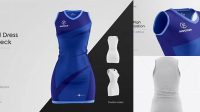 1044+ Netball Dress With V-Neck HQ PSD Mockup Front View Editable Photoshop Free Mockup