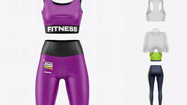 1044+ Women's Fitness Kit PSD Mockup Back View High-Quality Creative PSD