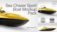 1047+ Sea Chaser Sport Boat PSD Mockup Back view Creative and Modern PSD Freebie