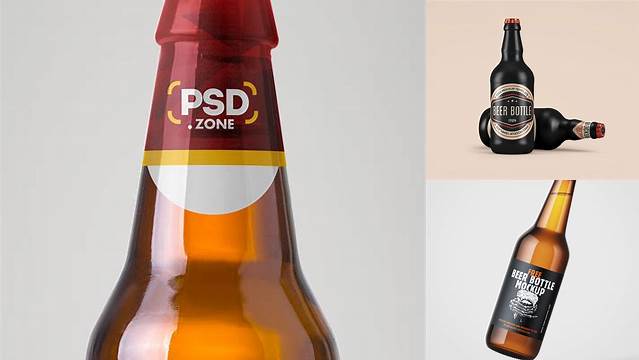 1049+ Glossy Vintage Beer Bottle PSD Mockup Photoshop PSD Free for Designers