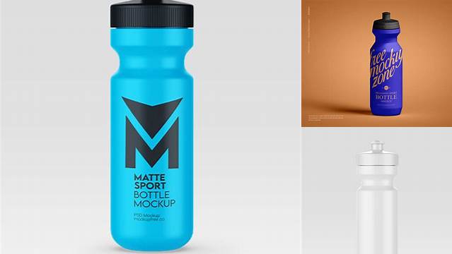 1050+ Matte Metallic Sport Bottle PSD Mockup Front View Creative Digital PSD Download