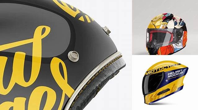 1052+ Vintage Motorcycle Helmet PSD Mockup Side View Editable Mockup PSD