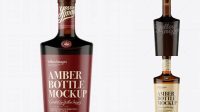 1053+ Amber Liquor Bottle with Bung PSD Mockup Front View For Free Download