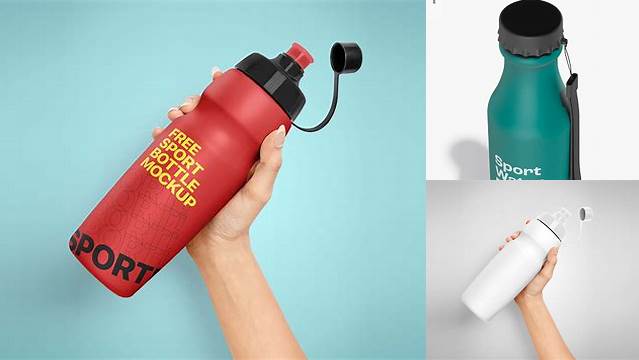 1057+ Green Plastic Bottle with Sport Cap PSD Mockup Professional Quality PSD Freebie