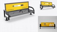 1057+ Street Bench Advertising PSD Mockup Half Side View High-Angle Shot Modern PSD Templates