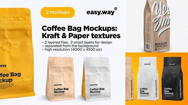 1063+ Kraft Coffee Bag PSD Mockup / Half Side View Layered PSD for Easy Editing