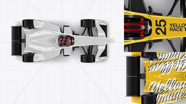 1064+ Formula E Racing Car 2016 PSD Mockup Top View Custom PSD Mockup Template