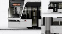 1065+ Light Rail Train Bybanen PSD Mockup Side View Easy Editable