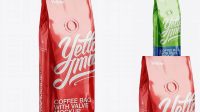 1066+ 250g Foil Coffee Bag With Valve PSD Mockup Half-Turned View Exclusive Free PSD Mockups