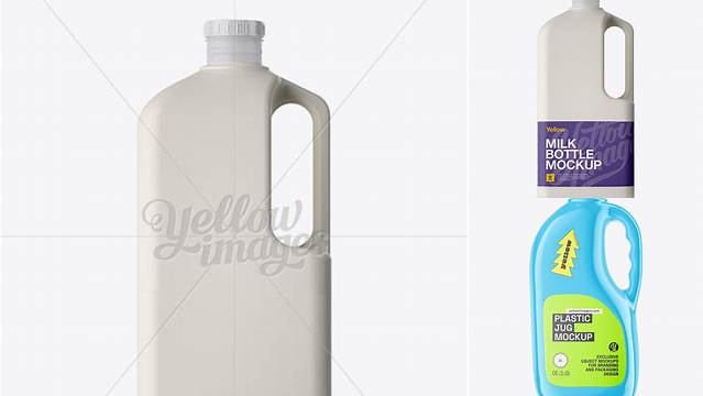 1066+ 2L Frosted Plastic Milk Jug PSD Mockup Side View Professional Photoshop Design Freebie