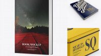 1069+ Glossy Square Book PSD Mockup Half Side View High-Angle Shot Advanced Photoshop Template