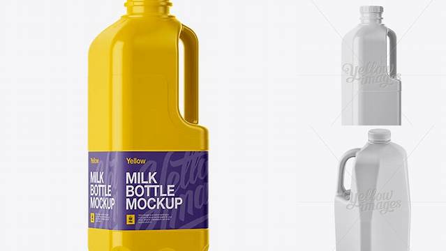 1074+ Gloss Plastic Milk Jug PSD Mockup Halfside View Free PSD