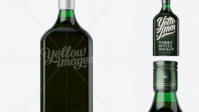 1077+ Square Green Glass Bottle With Red Liquor PSD Mockup Advanced and Editable PSD Template Free